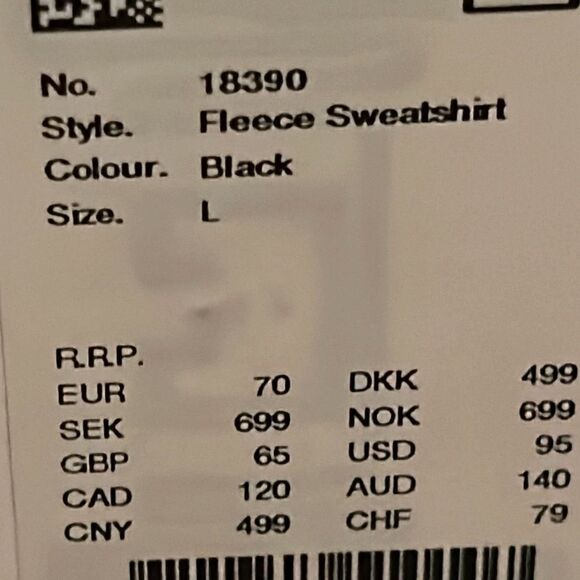 Rains Men's Size L Fleece Crewneck Sweatshirt Black Relaxed Fit Pullover New - Picture 6 of 7